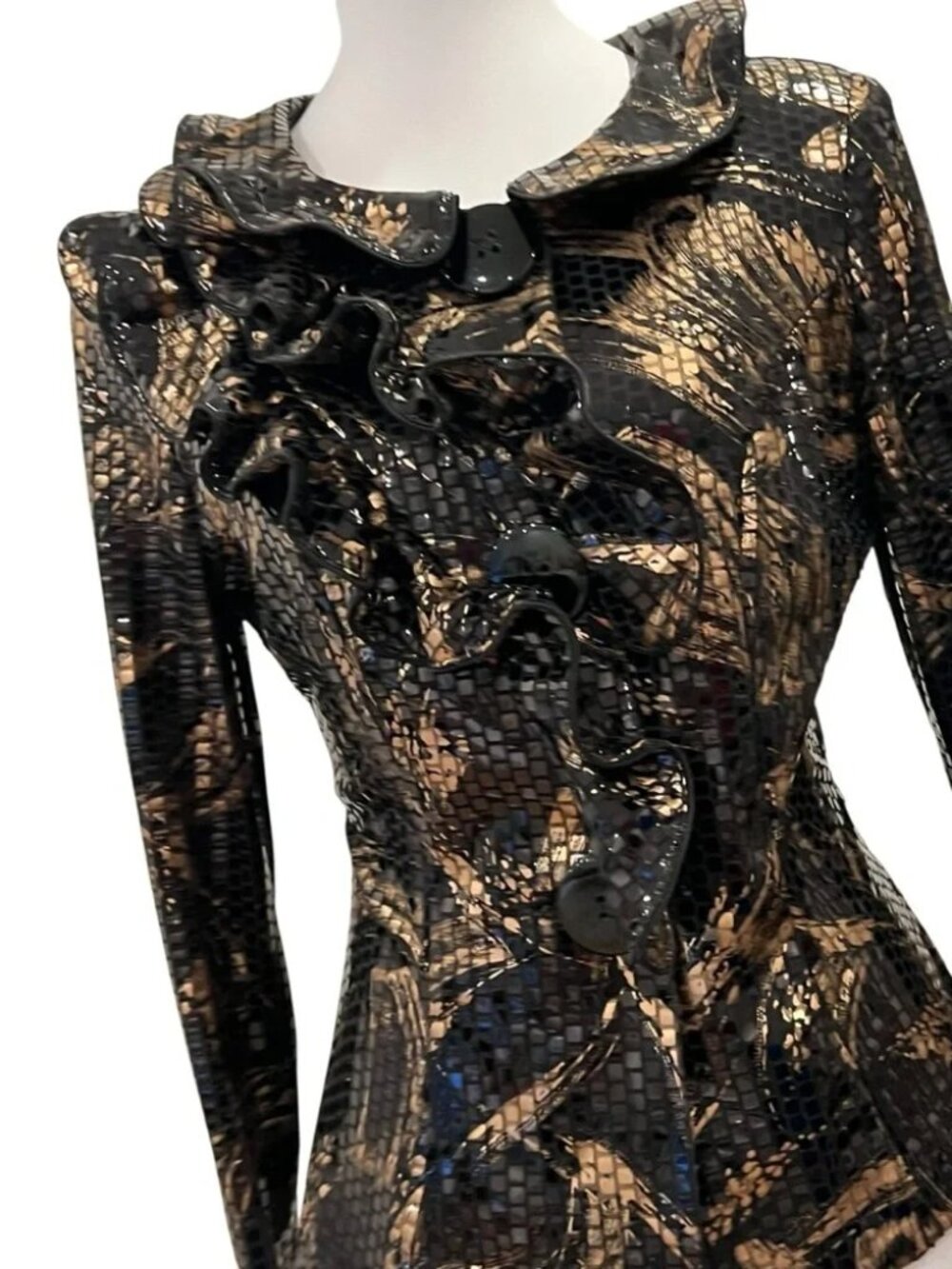 Vintage Formal Jacket Small Y2K Blazer Black Medium Art to Wear Evening Shimmery